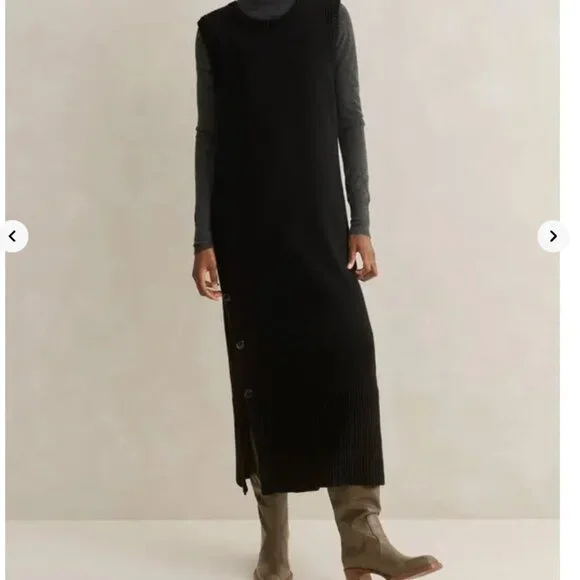 ME+EM wool cashmere sweater Dress Sleeveless Black Knit M/L - Picture 2 of 11